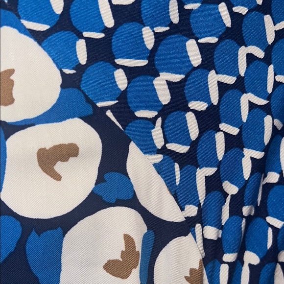 Chico's Asymmetrical Blue and White Sundress with 3/4 Cuffed Sleeves - Picture 3 of 7